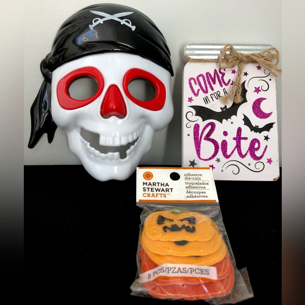 Halloween Decor & Pirate Skeleton Mask Lot